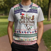 Merry Christmas Yall Texas Christmas Knitted V-Neck Vest Xmas Holiday Patterns - Wonder Print Shop