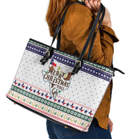 Merry Christmas Yall Texas Leather Tote Bag Xmas Holiday Patterns - Wonder Print Shop