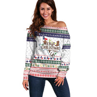 Merry Christmas Yall Texas Off Shoulder Sweater Xmas Holiday Patterns - Wonder Print Shop