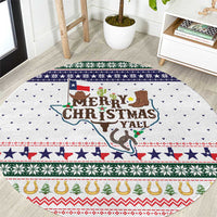 Merry Christmas Yall Texas Round Carpet Xmas Holiday Patterns - Wonder Print Shop