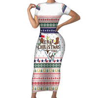 Merry Christmas Yall Texas Short Sleeve Bodycon Dress Xmas Holiday Patterns - Wonder Print Shop
