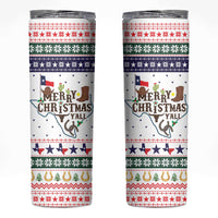 Merry Christmas Yall Texas Skinny Tumbler Xmas Holiday Patterns - Wonder Print Shop