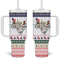 Merry Christmas Yall Texas Tumbler With Handle Xmas Holiday Patterns - Wonder Print Shop