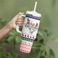 Merry Christmas Yall Texas Tumbler With Handle Xmas Holiday Patterns - Wonder Print Shop