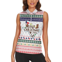 Merry Christmas Yall Texas Women Sleeveless Polo Shirt Xmas Holiday Patterns - Wonder Print Shop