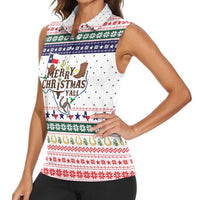 Merry Christmas Yall Texas Women Sleeveless Polo Shirt Xmas Holiday Patterns - Wonder Print Shop