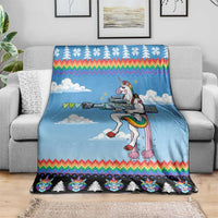 Unicorn Pew Pew Christmas Blanket Xmas Holiday Patterns - Wonder Print Shop
