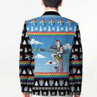 Unicorn Pew Pew Christmas Blazer Xmas Holiday Patterns - Wonder Print Shop