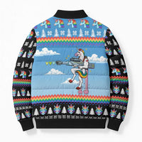 Unicorn Pew Pew Christmas Bomber Puffer Jacket Xmas Holiday Patterns - Wonder Print Shop