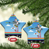 Unicorn Pew Pew Christmas Ceramic Ornament Xmas Holiday Patterns - Wonder Print Shop