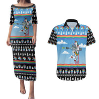 Unicorn Pew Pew Christmas Couples Matching Puletasi and Hawaiian Shirt Xmas Holiday Patterns - Wonder Print Shop