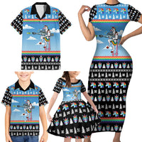 Unicorn Pew Pew Christmas Family Matching Short Sleeve Bodycon Dress and Hawaiian Shirt Xmas Holiday Patterns - Wonder Print Shop