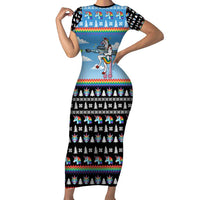 Unicorn Pew Pew Christmas Family Matching Short Sleeve Bodycon Dress and Hawaiian Shirt Xmas Holiday Patterns - Wonder Print Shop