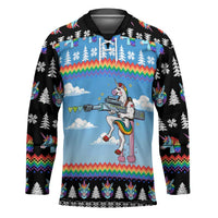Unicorn Pew Pew Christmas Hockey Jersey Xmas Holiday Patterns - Wonder Print Shop