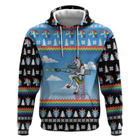 Unicorn Pew Pew Christmas Hoodie Xmas Holiday Patterns - Wonder Print Shop
