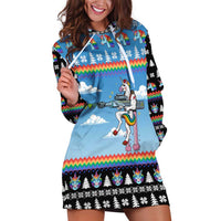 Unicorn Pew Pew Christmas Hoodie Dress Xmas Holiday Patterns - Wonder Print Shop