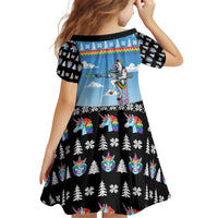 Unicorn Pew Pew Christmas Kid Short Sleeve Dress Xmas Holiday Patterns - Wonder Print Shop