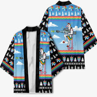 Unicorn Pew Pew Christmas Kimono Xmas Holiday Patterns - Wonder Print Shop