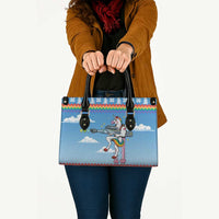 Unicorn Pew Pew Christmas Leather Bag Xmas Holiday Patterns - Wonder Print Shop