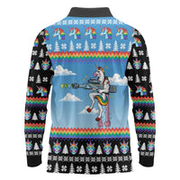 Unicorn Pew Pew Christmas Long Sleeve Polo Shirt Xmas Holiday Patterns - Wonder Print Shop