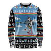 Unicorn Pew Pew Christmas Long Sleeve Shirt Xmas Holiday Patterns - Wonder Print Shop