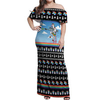 Unicorn Pew Pew Christmas Off Shoulder Maxi Dress Xmas Holiday Patterns - Wonder Print Shop
