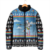 Unicorn Pew Pew Christmas Padded Jacket Xmas Holiday Patterns - Wonder Print Shop