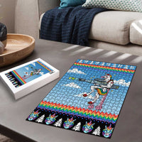 Unicorn Pew Pew Christmas Puzzle Xmas Holiday Patterns - Wonder Print Shop