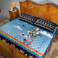 Unicorn Pew Pew Christmas Quilt Bed Set Xmas Holiday Patterns - Wonder Print Shop
