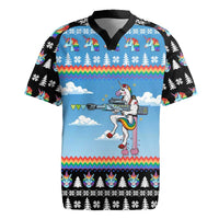 Unicorn Pew Pew Christmas Rugby Jersey Xmas Holiday Patterns - Wonder Print Shop