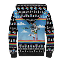 Unicorn Pew Pew Christmas Sherpa Hoodie Xmas Holiday Patterns - Wonder Print Shop