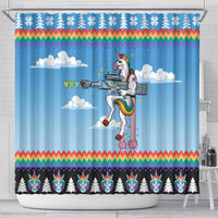 Unicorn Pew Pew Christmas Shower Curtain Xmas Holiday Patterns - Wonder Print Shop