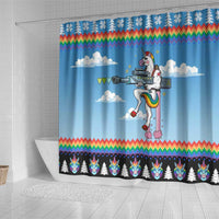 Unicorn Pew Pew Christmas Shower Curtain Xmas Holiday Patterns - Wonder Print Shop