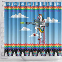 Unicorn Pew Pew Christmas Shower Curtain Xmas Holiday Patterns - Wonder Print Shop
