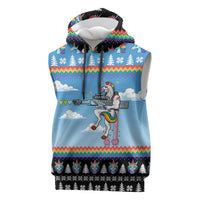 Unicorn Pew Pew Christmas Sleeveless Hoodie Xmas Holiday Patterns - Wonder Print Shop