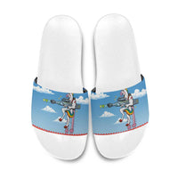 Unicorn Pew Pew Christmas Slide Sandals Xmas Holiday Patterns - Wonder Print Shop