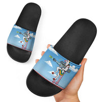 Unicorn Pew Pew Christmas Slide Sandals Xmas Holiday Patterns - Wonder Print Shop
