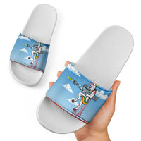 Unicorn Pew Pew Christmas Slide Sandals Xmas Holiday Patterns - Wonder Print Shop