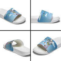Unicorn Pew Pew Christmas Slide Sandals Xmas Holiday Patterns - Wonder Print Shop