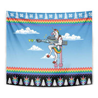 Unicorn Pew Pew Christmas Tapestry Xmas Holiday Patterns - Wonder Print Shop