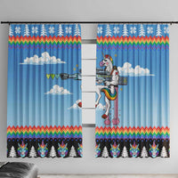Unicorn Pew Pew Christmas Window Curtain Xmas Holiday Patterns - Wonder Print Shop