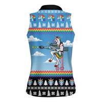 Unicorn Pew Pew Christmas Women Sleeveless Polo Shirt Xmas Holiday Patterns - Wonder Print Shop