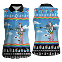 Unicorn Pew Pew Christmas Women Sleeveless Polo Shirt Xmas Holiday Patterns - Wonder Print Shop