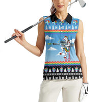 Unicorn Pew Pew Christmas Women Sleeveless Polo Shirt Xmas Holiday Patterns - Wonder Print Shop