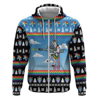 Unicorn Pew Pew Christmas Zip Hoodie Xmas Holiday Patterns - Wonder Print Shop