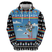 Unicorn Pew Pew Christmas Zip Hoodie Xmas Holiday Patterns - Wonder Print Shop