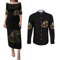 I Am The Storm Reaper Sunflower Roses Wings Couples Matching Puletasi Dress and Long Sleeve Button Shirt - Wonder Print Shop