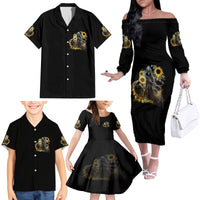 I Am The Storm Reaper Sunflower Roses Wings Family Matching Off Shoulder Long Sleeve Dress and Hawaiian Shirt - Wonder Print Shop