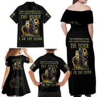 I Am The Storm Reaper Sunflower Roses Wings Family Matching Off Shoulder Maxi Dress and Hawaiian Shirt - Wonder Print Shop