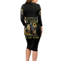 I Am The Storm Reaper Sunflower Roses Wings Long Sleeve Bodycon Dress - Wonder Print Shop